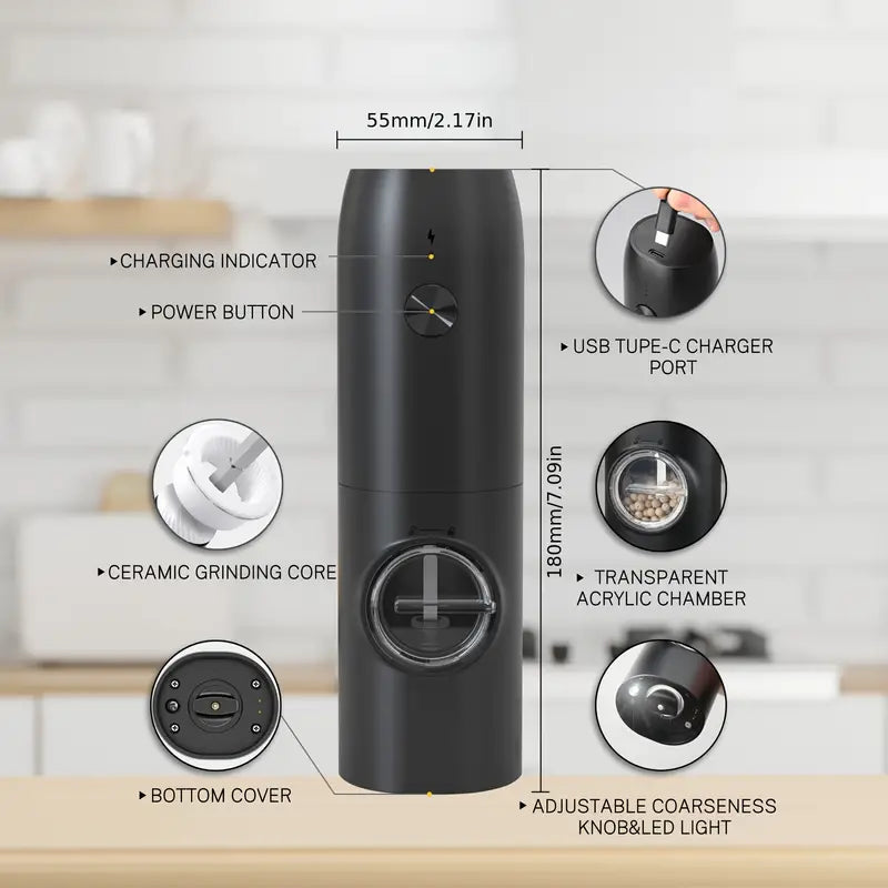 Rechargeable Electric Salt and Pepper Grinder Set