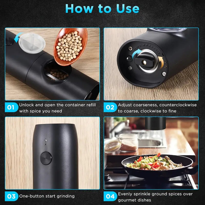 Rechargeable Electric Salt and Pepper Grinder Set
